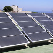 Solar panels heating pools